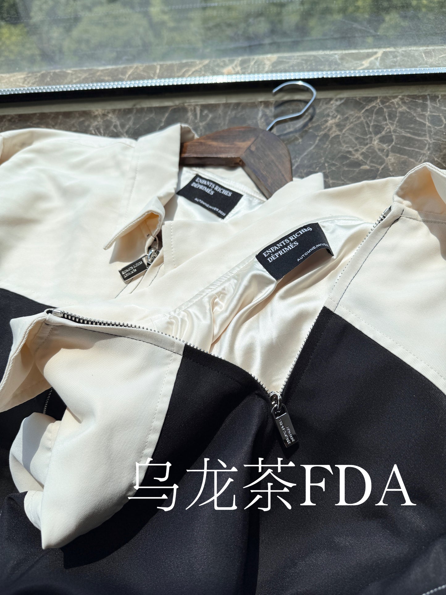 ERD AW20 White Blend Clown Embroidered Jacket - Distressed Wool Mix Bomber