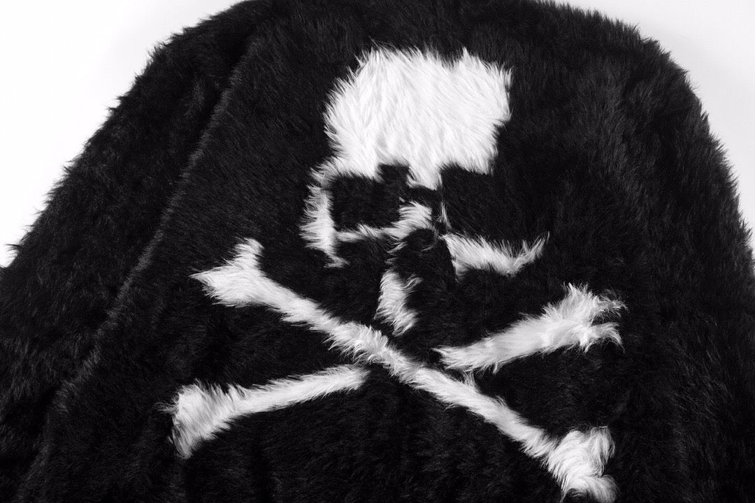 Mastermind Online Dark Alpaca Skull Cardigan – High-Street Loose Knit Sweater