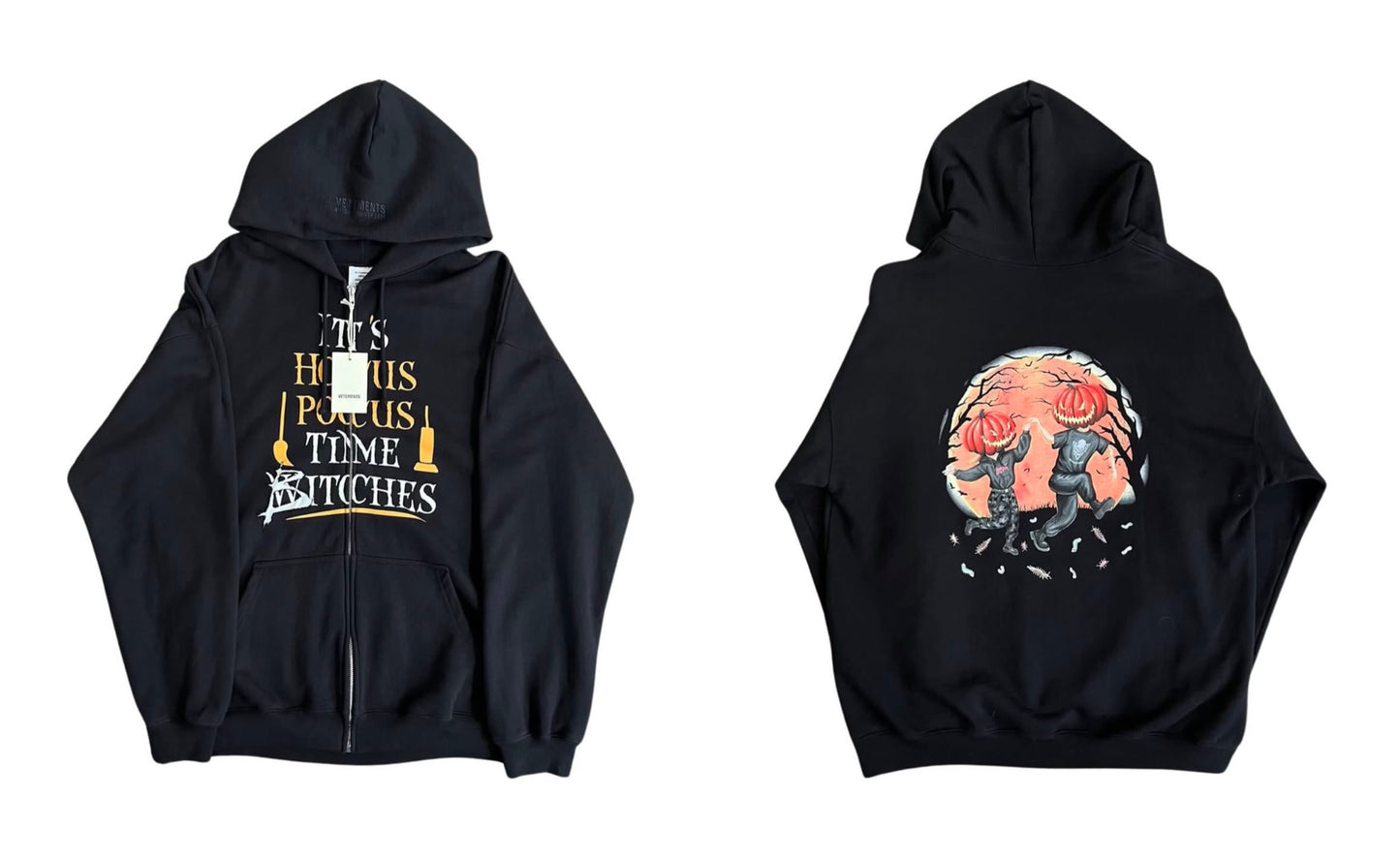 Self-made Vetements AW20 'Hocus Pocus' Pumpkin Print Zip Hoodie - Opium Pullover