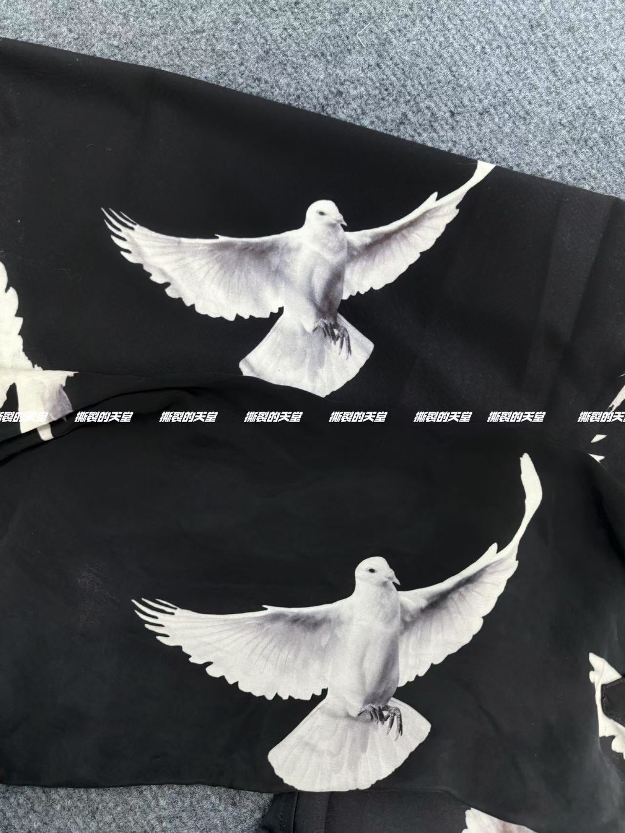17AW AMIRI Peace Dove Print Silk Shirt - Chiffon-Ice Silk Blend