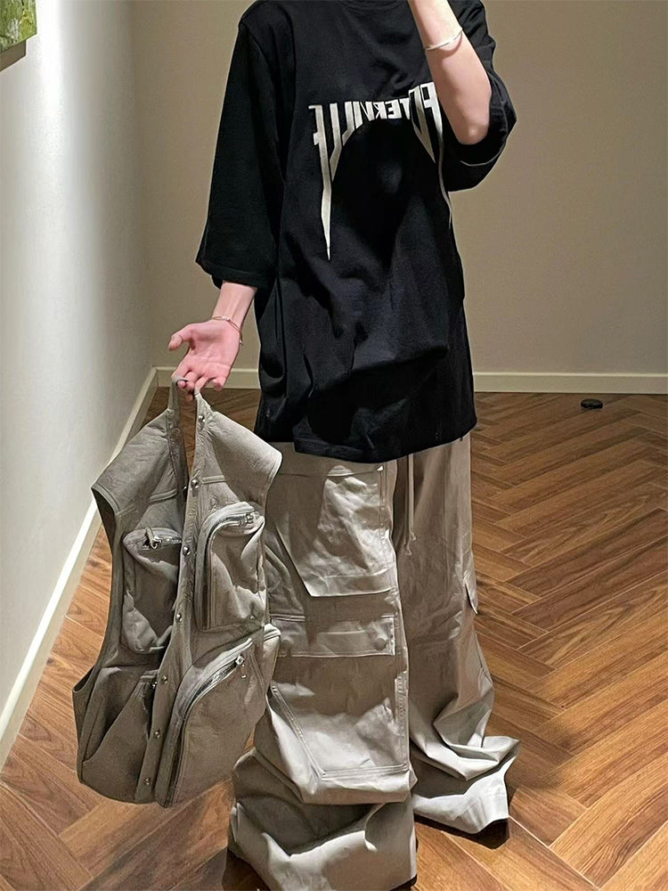Dark Avant-garde Rick Owen Vibe High-Street Tee – Oversized Cotton Short Sleeve