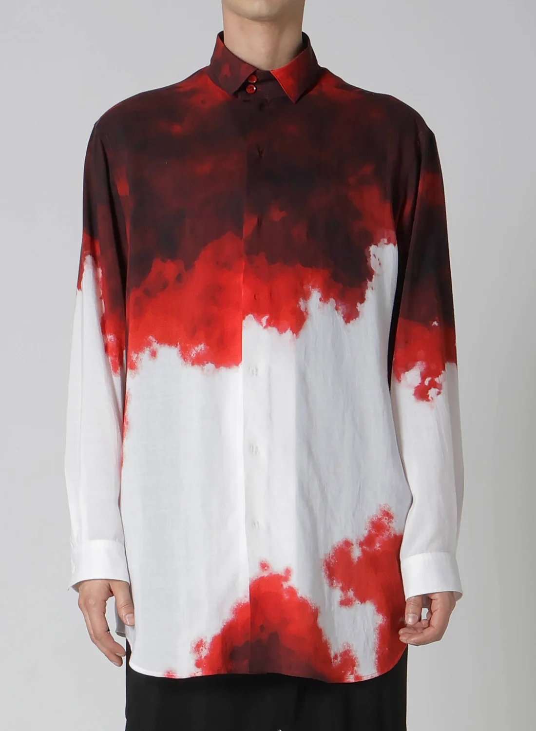donclickin Yohji 24AW Gradient Tie-Dye Shirt – Cotton Red Ombre Design