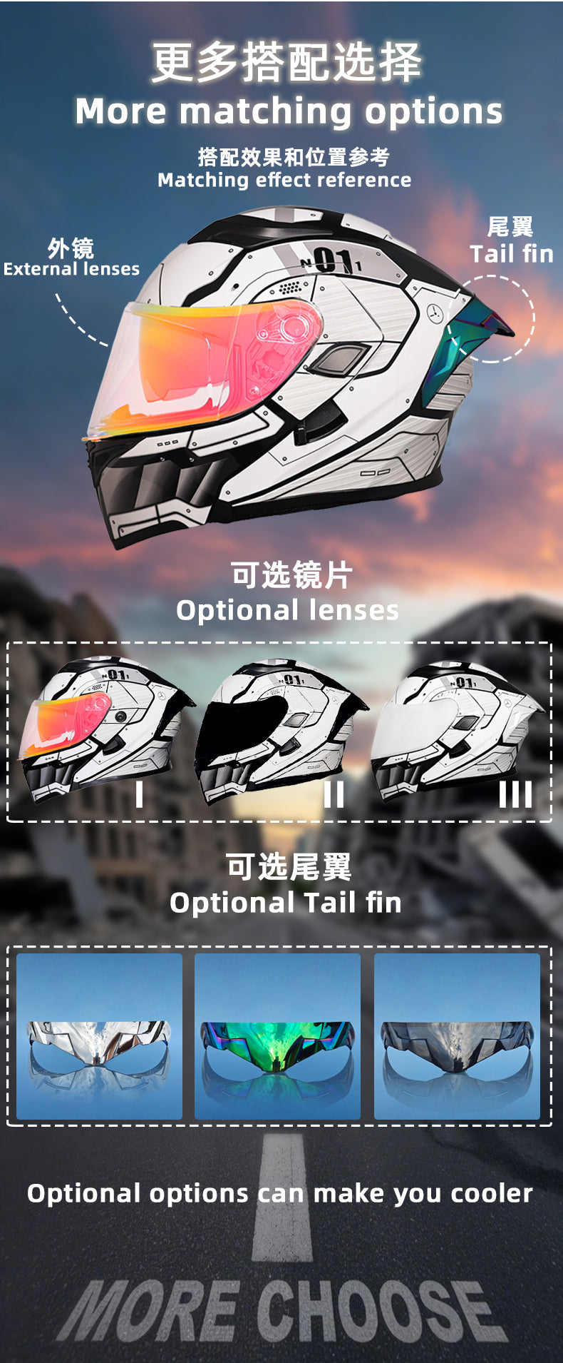 Mecha / 3C DOT Full Face Dual Visors Unisex /Bluetooth Motorcycle Helmet