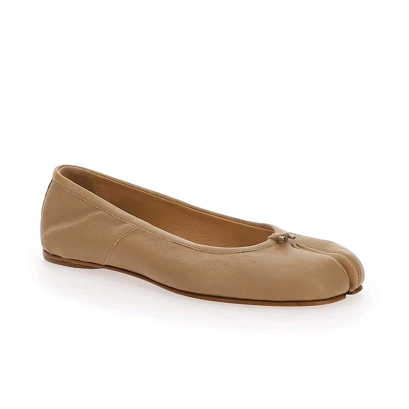 25SS MM6 Classic Slip-On Tabi Shoes - Buttery Lambskin Split-Toe Ballet Flats