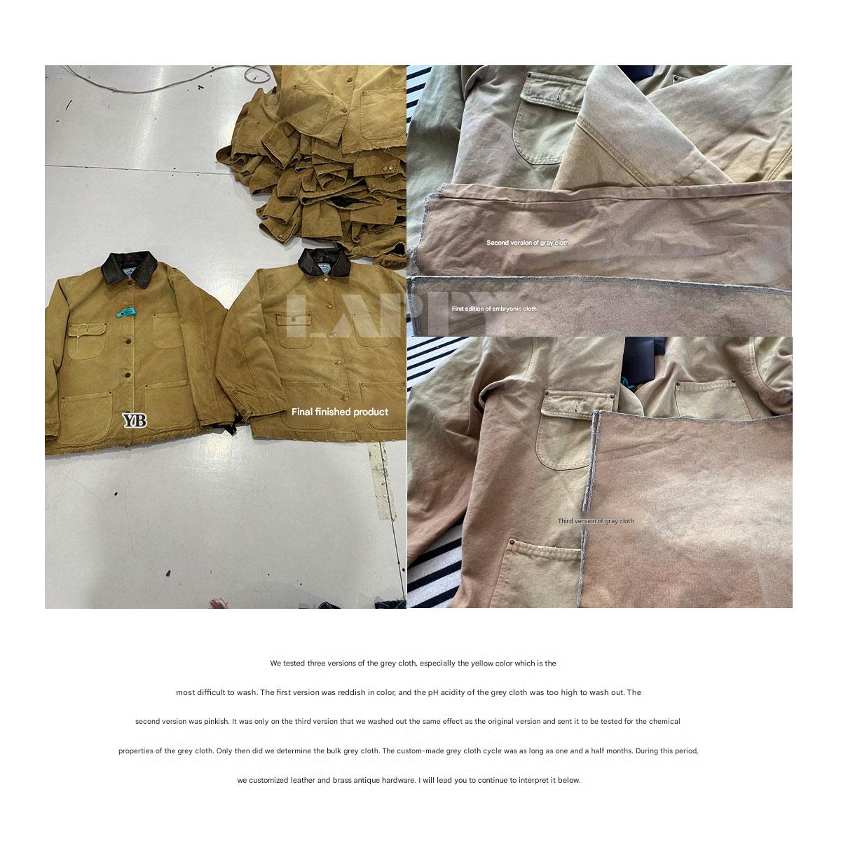 24SS Goatskin Patchwork Workwear Jacket with Leather Collar-Oversized Silhouette