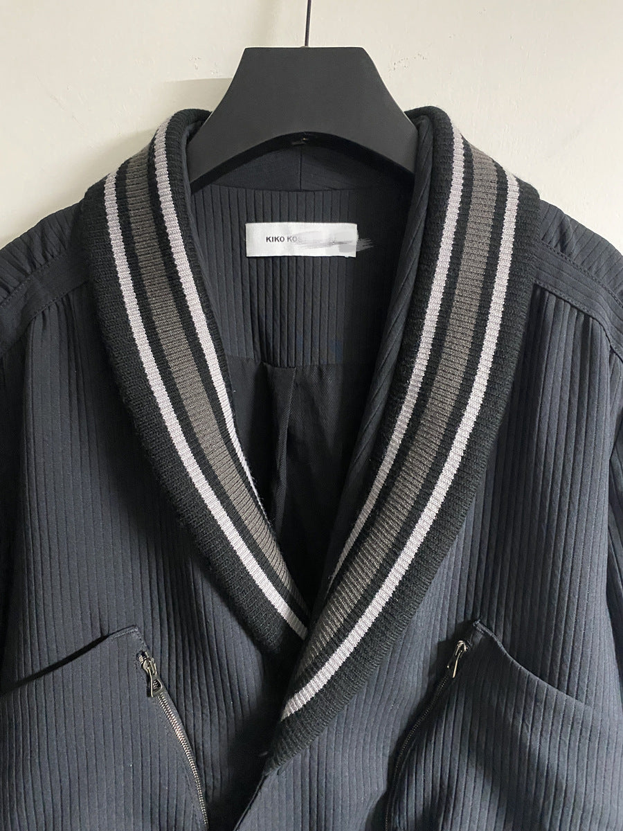 donclick 22FW Kiko Kostadinov Black V-Neck Jacket -Button Zip Casual Long Sleeve