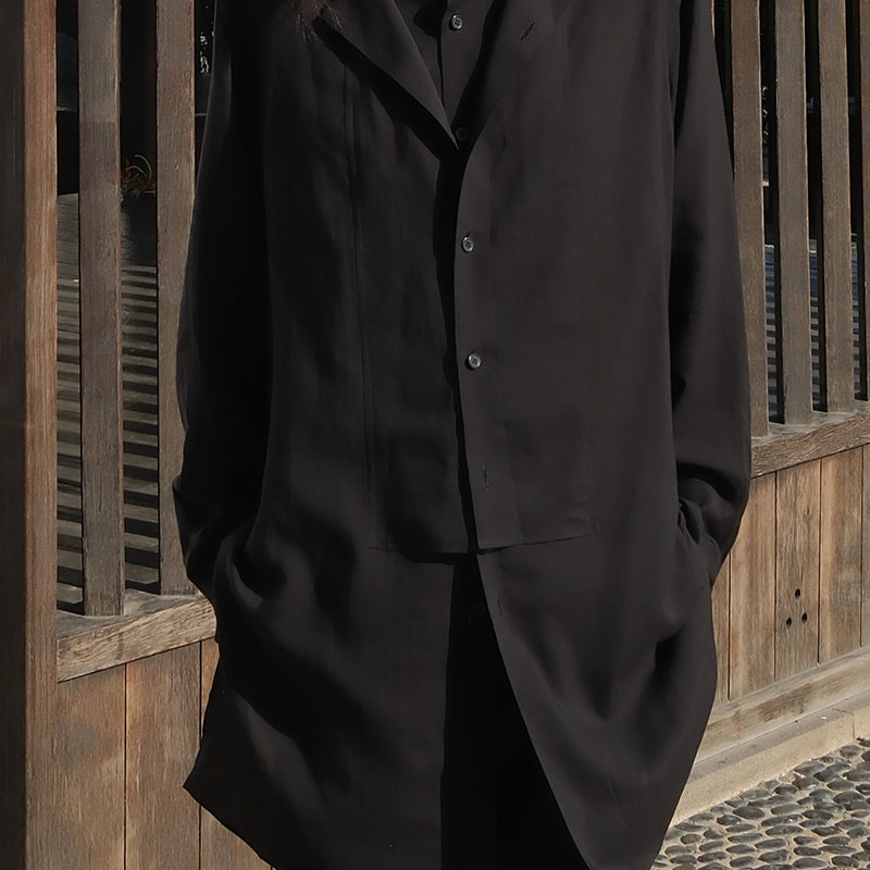Self-made Yohji Darkwear Shirt - Double Placket Court Collar Blouse (Core Collection)