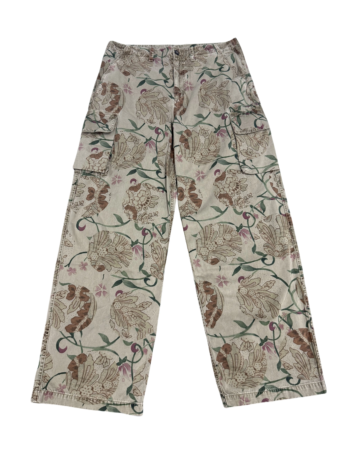 donclickin Our Legacy Floral Print Mountain Cargo Pants - Casual Brown Workwear