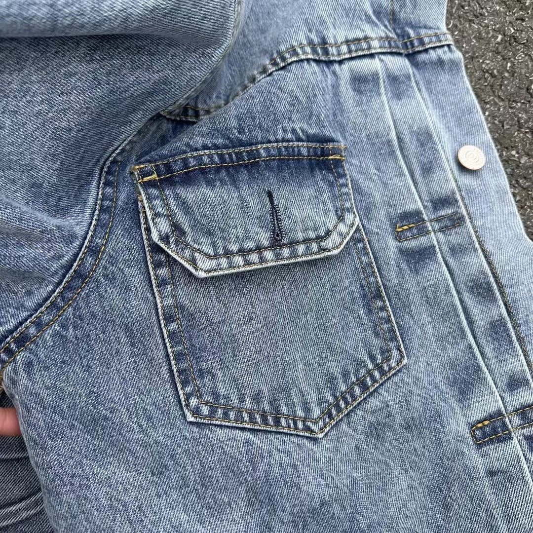 Self-made Stussy Embossed 8 ball X Levis Jacket Washed Denim Outerwear