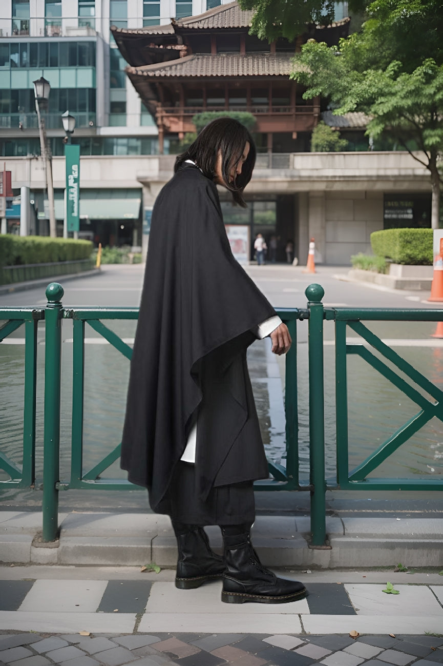 Yohji One Sleeve Cape Avant-garde Blazer - Minimal Asymmetric Black Suit Coats