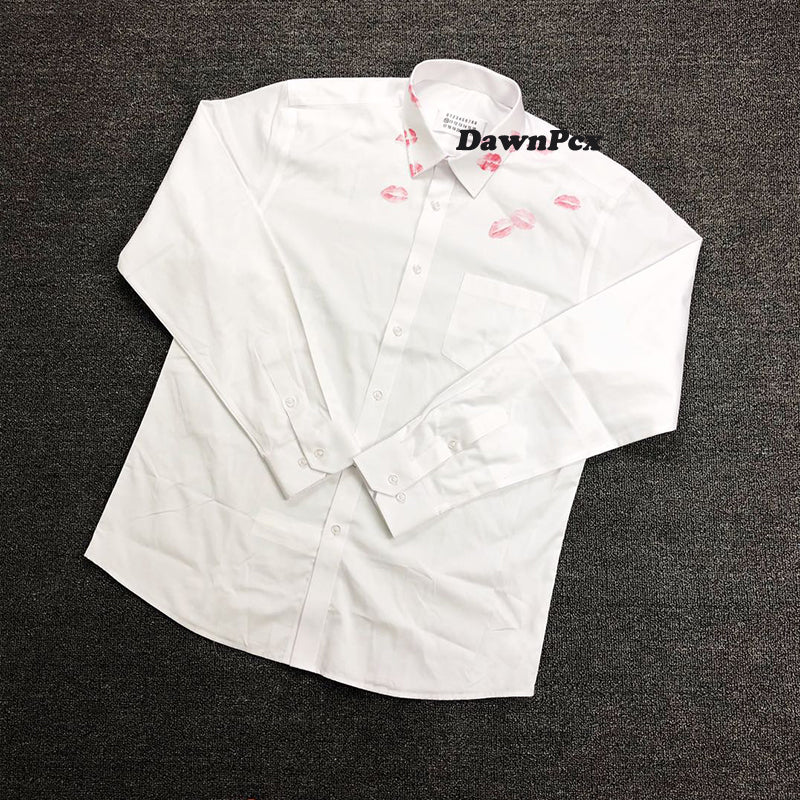 Self-made Maison Red Lips Print Shirt - Pure Cotton Margiela External Stitching