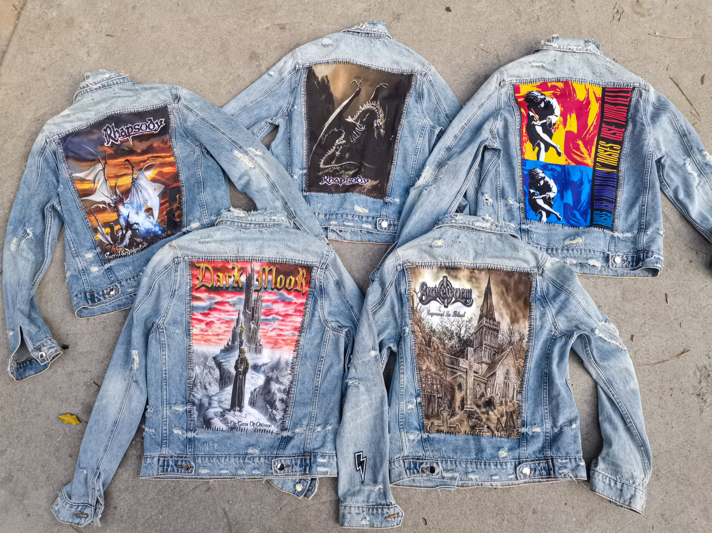 Self-made AMIRI 16OG Patchwork Back Kill Denim Jacket Metallica High-Street