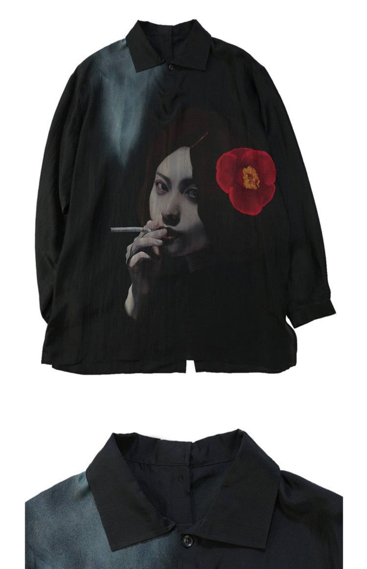 Donclickin Yohji Uchida Suzume Tsubaki Smoking Shirt – Dark Unisex Design