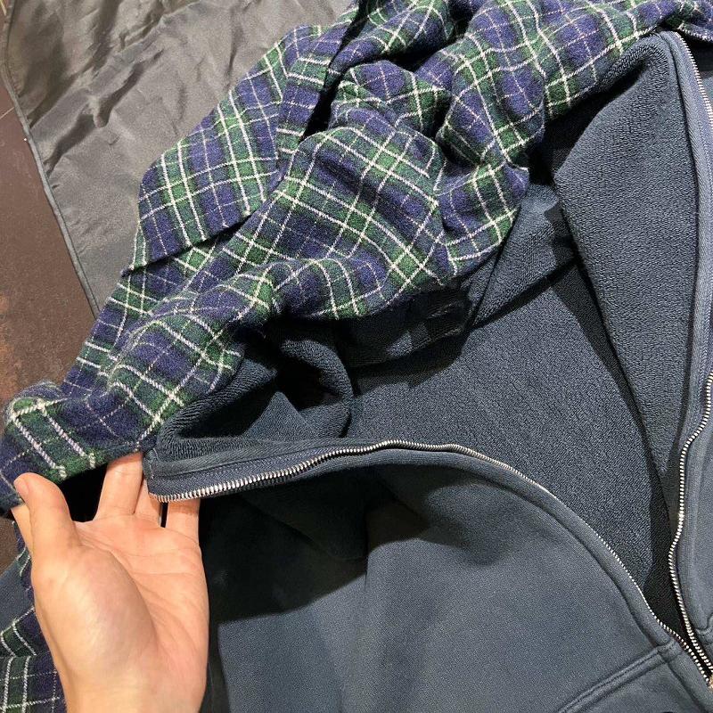 Custom-made Parisian 24FW Runway Zip Hoodie – Plaid Scarf Jackets