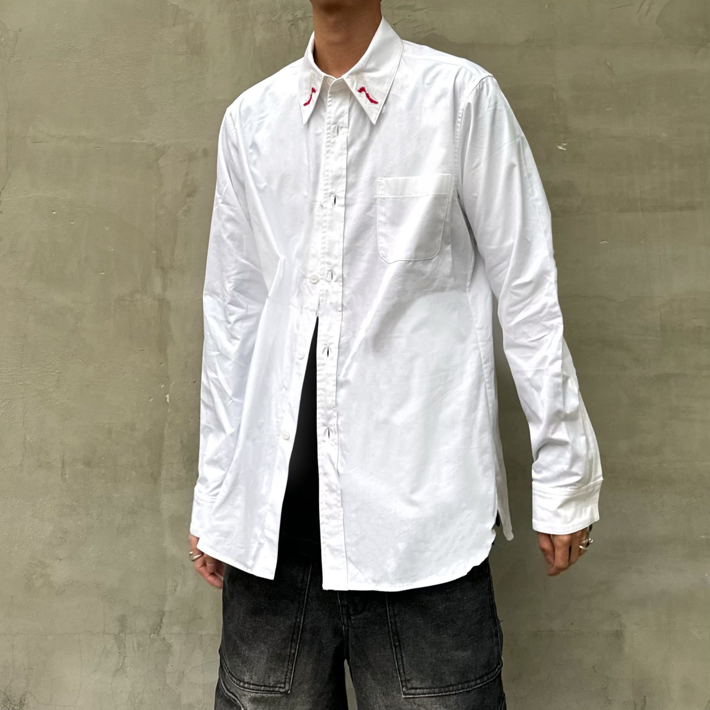 Self-made Yohji Dark Angel Wing Shirt – 02AW Archive Embroidered Design