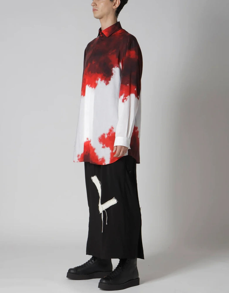 donclickin Yohji 24AW Gradient Tie-Dye Shirt – Cotton Red Ombre Design