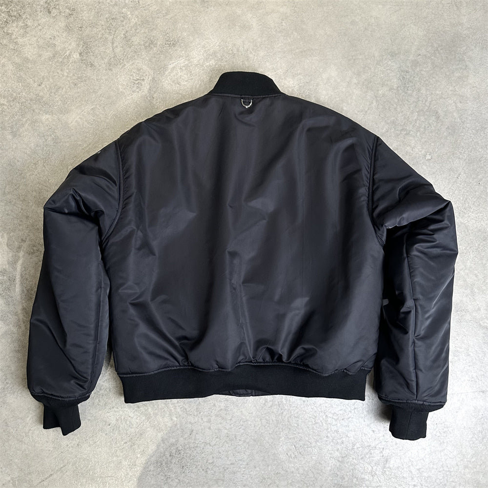 MMJ FW24 Heavyweight Padded Flight Bomber - Mastermind Black Military Jackets