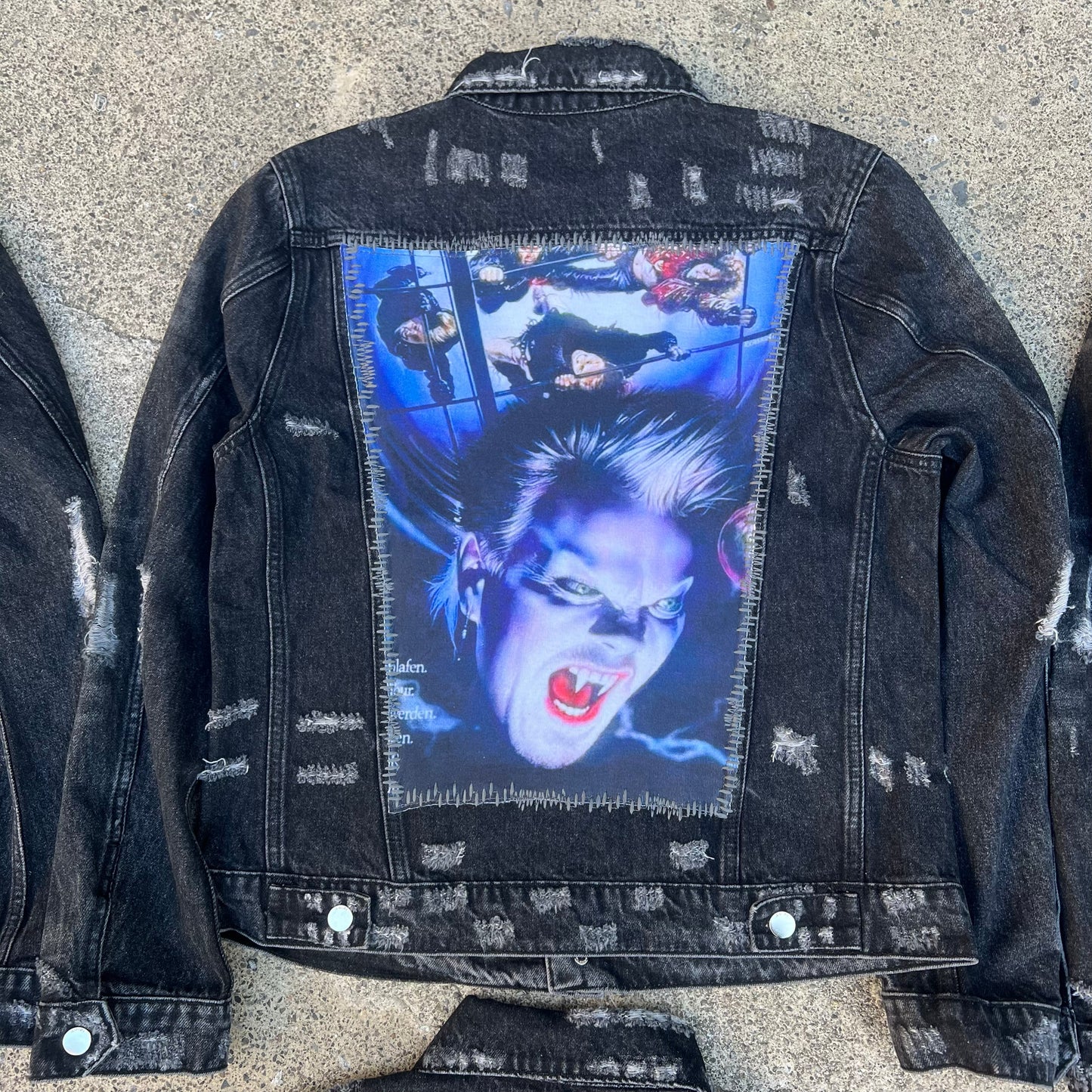 AMIRI Kill Back Denim Jacket - High Street Raw Hem Random Embroidered Patches