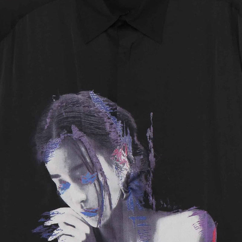 Self-made Yohji Portrait Print Shirt - Oversized Longline Designer Unisex Blouse