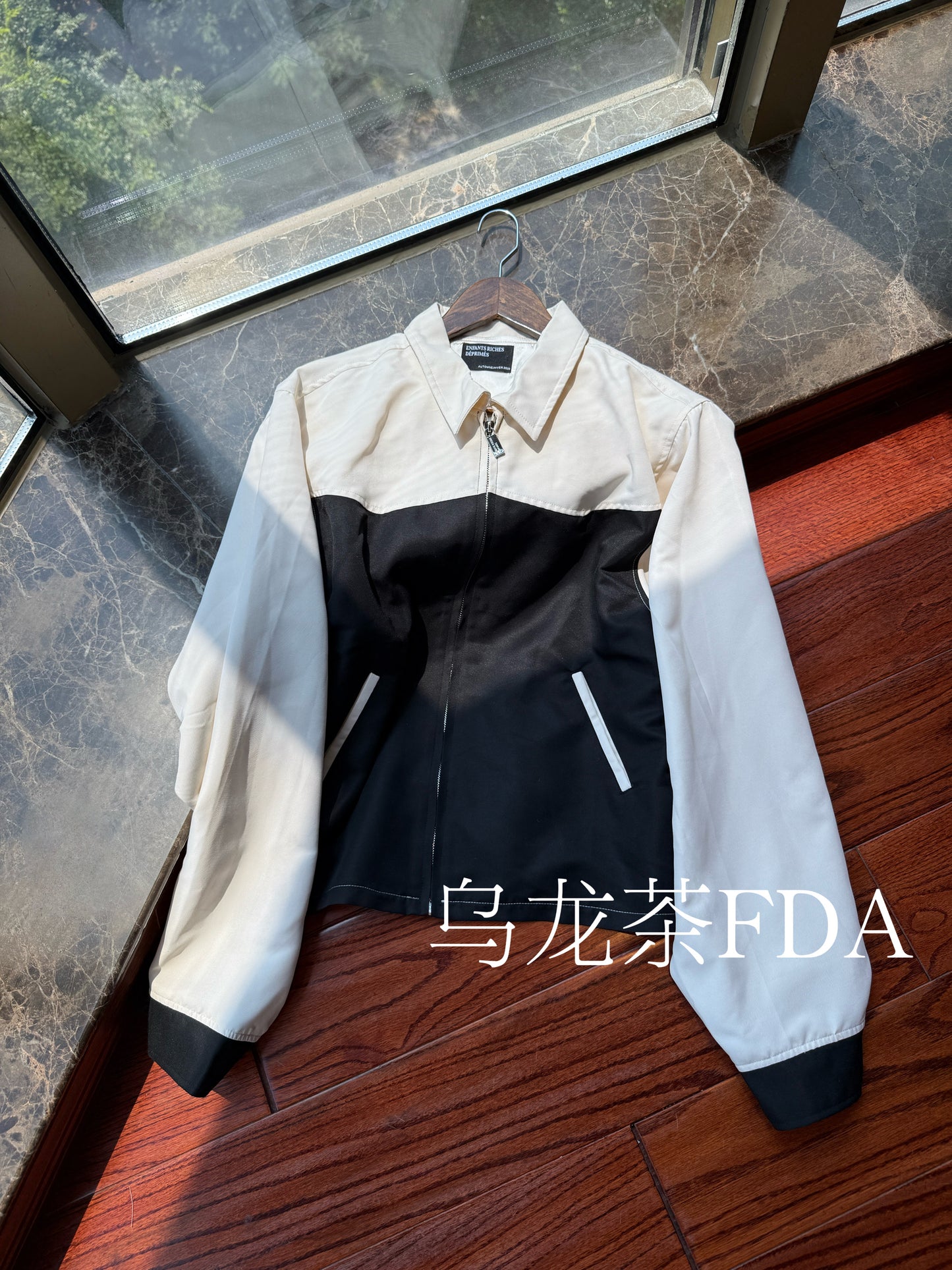 ERD AW20 White Blend Clown Embroidered Jacket - Distressed Wool Mix Bomber
