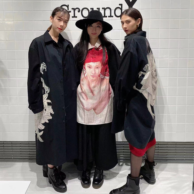 donclickin Yohji Uchida Suzuran 'Sun Child' Print Shirt - Reversible Silk Blouse