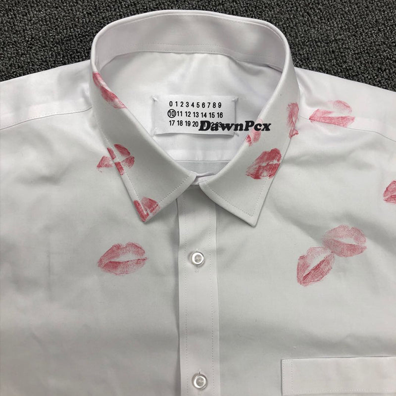 Self-made Maison Red Lips Print Shirt - Pure Cotton Margiela External Stitching