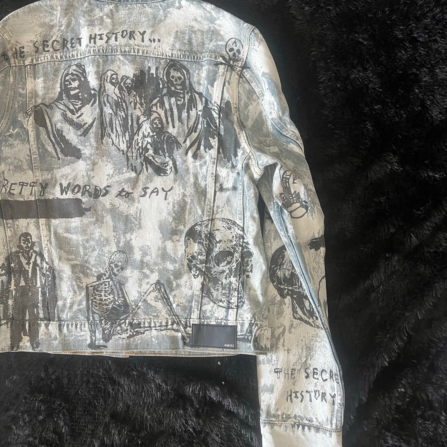 Self-made AMIRI 22FW Skull Reaper Graffiti Jackets - Hand Painted Waxed Denim