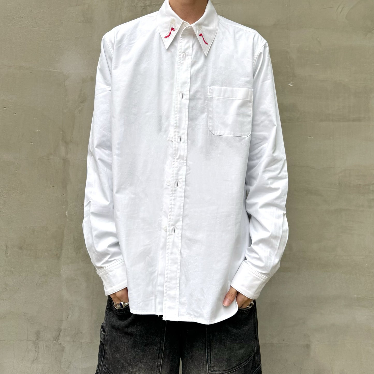 Self-made Yohji Dark Angel Wing Shirt – 02AW Archive Embroidered Design