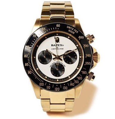 Self-made BAPEX TYPE 3 Triple-Eye Primate Head Watch - Panda Dial Quartz Chronograph