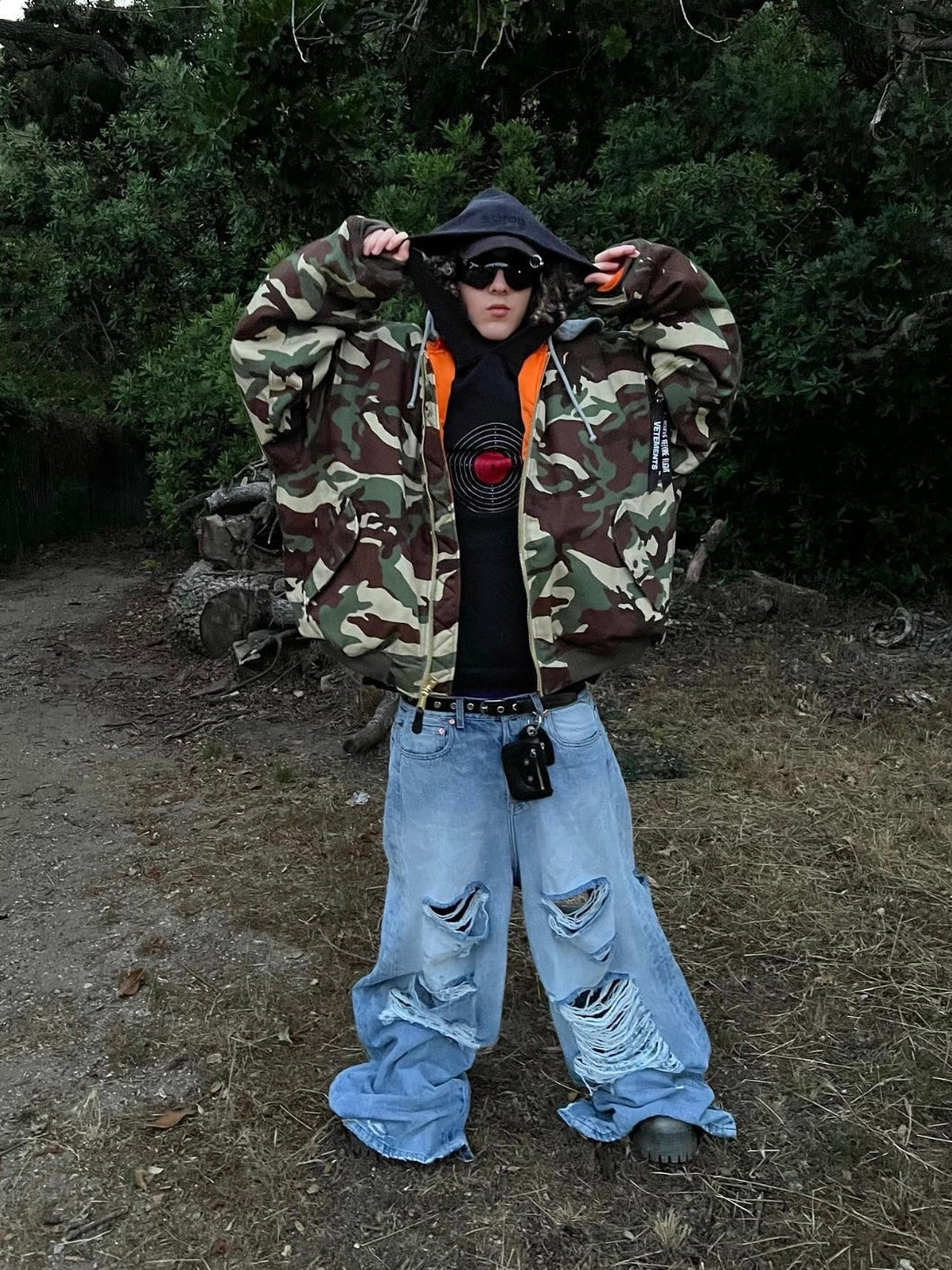 Vetements Reversible Dual-Sided Camouflage Hooded Bomber Jacket