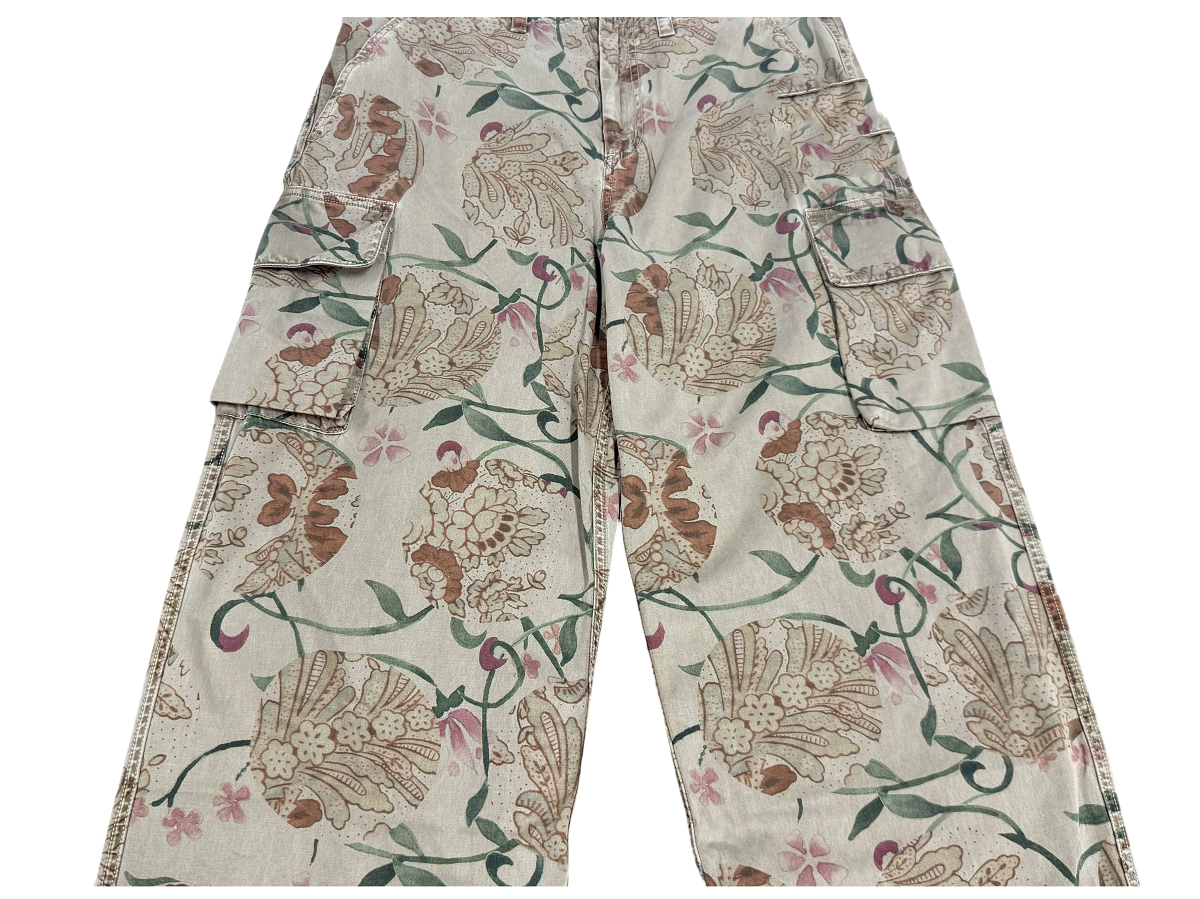 donclickin Our Legacy Floral Print Mountain Cargo Pants - Casual Brown Workwear