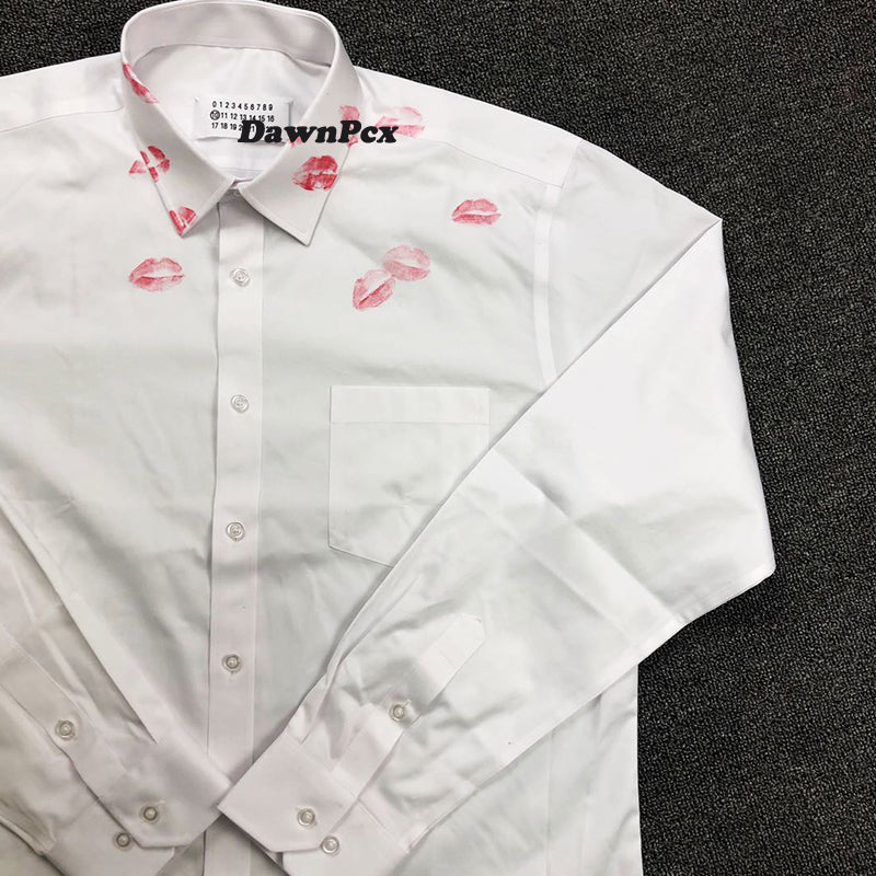 Self-made Maison Red Lips Print Shirt - Pure Cotton Margiela External Stitching