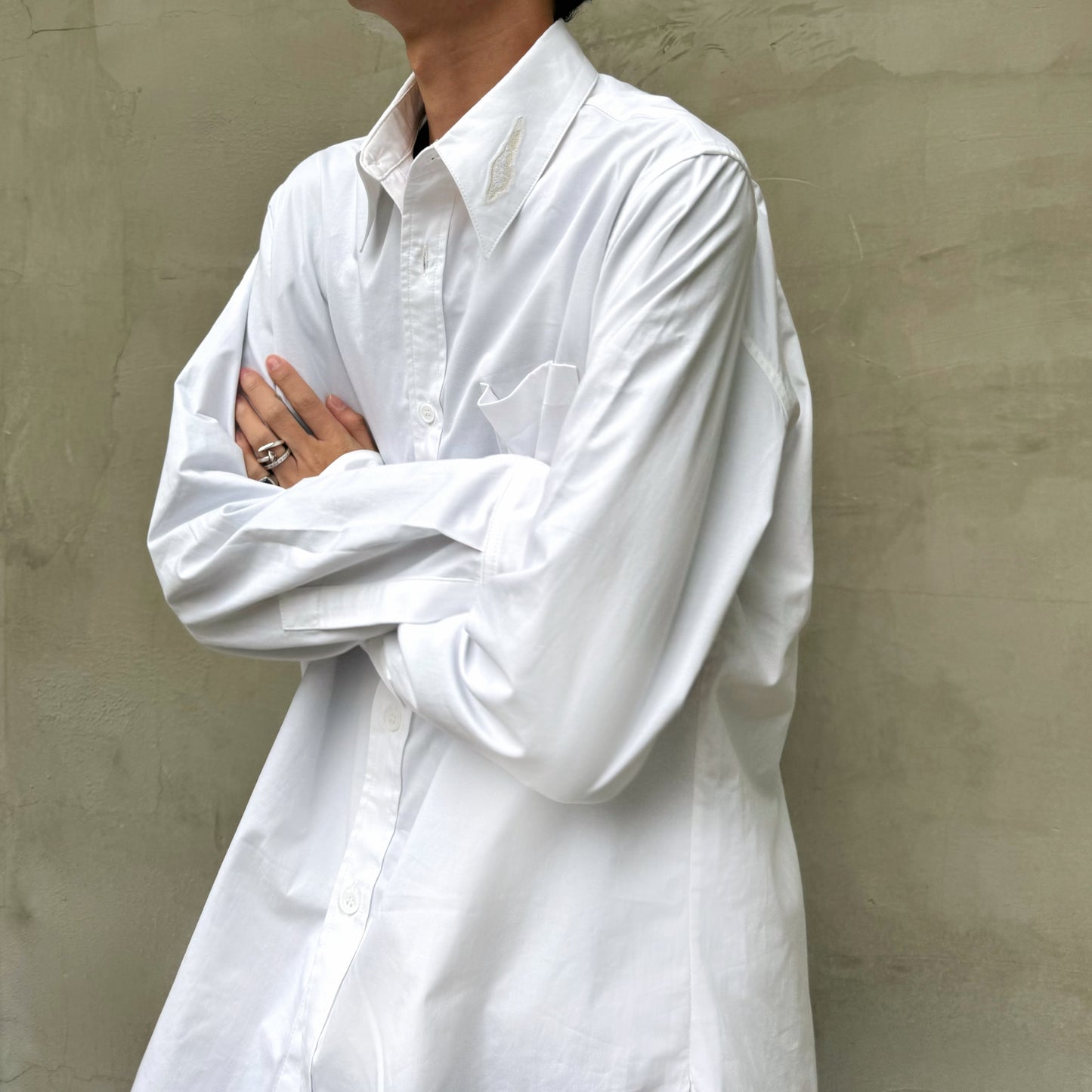 Self-made Yohji Dark Angel Wing Shirt – 02AW Archive Embroidered Design