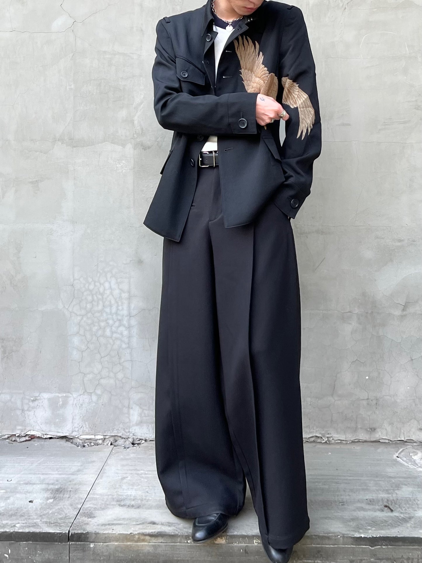 Self-made Yohji Yamamoto "Fading Soldier" Discharge Print Single-Breasted Jacket