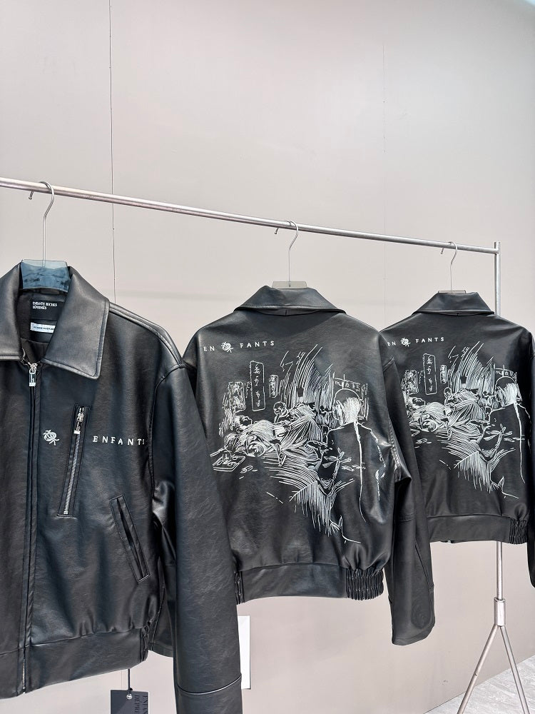 ERD Melancholic Heir PU Lambskin Jacket -Custom-Dyed Coated Cropped Leather Coat
