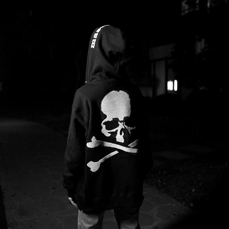 MASTERMIND Dark Skull Bead Embroidery Heavyweight Loose Fit Zip-Up Hoodie