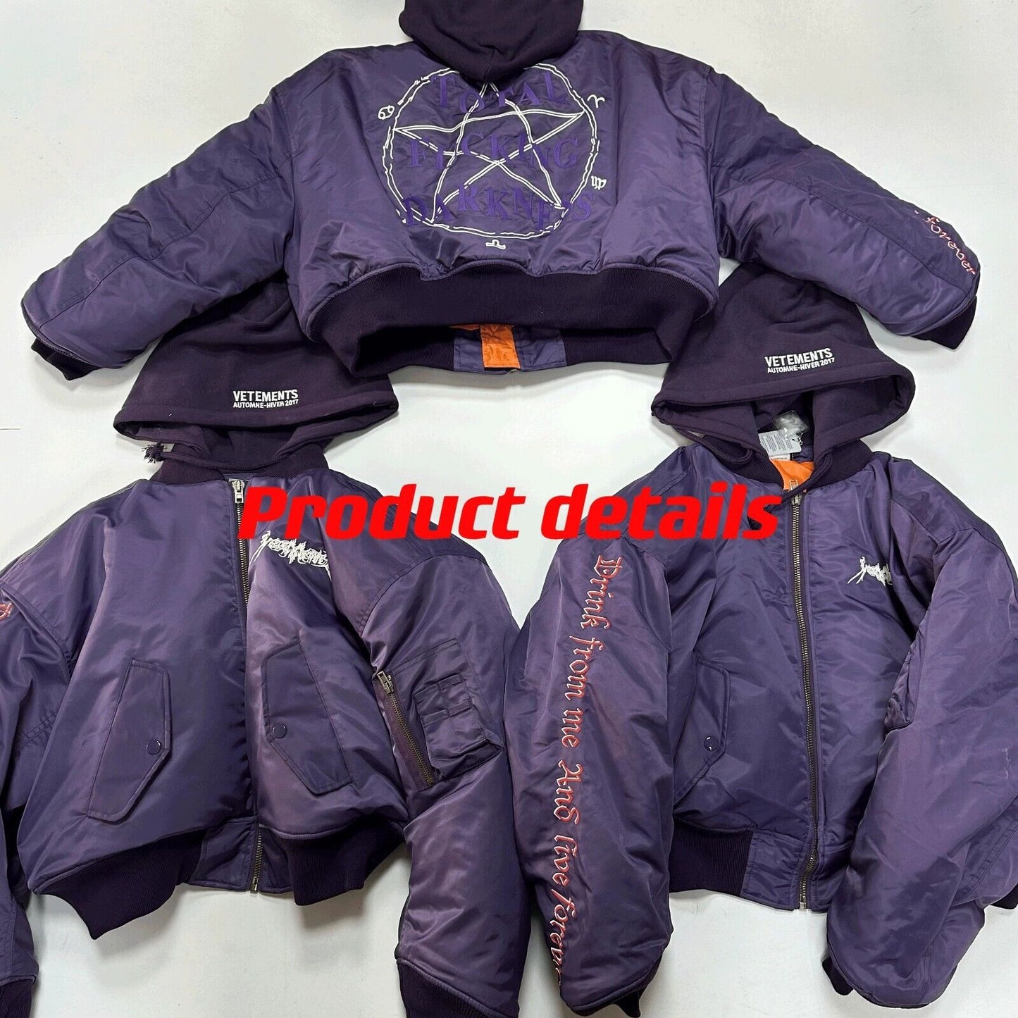 VTM Archive Pentagram Bomber - Cropped Hooded Puffer Jacket Thome Browne