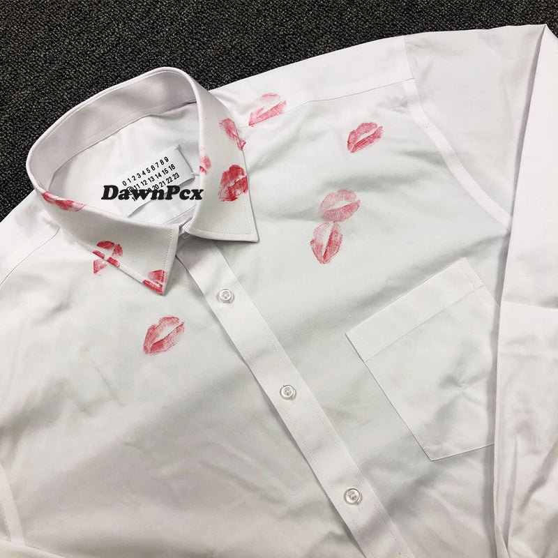 Self-made Maison Red Lips Print Shirt - Pure Cotton Margiela External Stitching