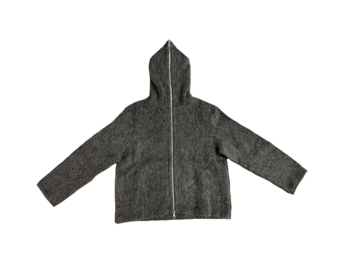 Self-made Our Legacy Grey Mohair Zip Cardigan – Wool Blend Relaxed Hooded Knit