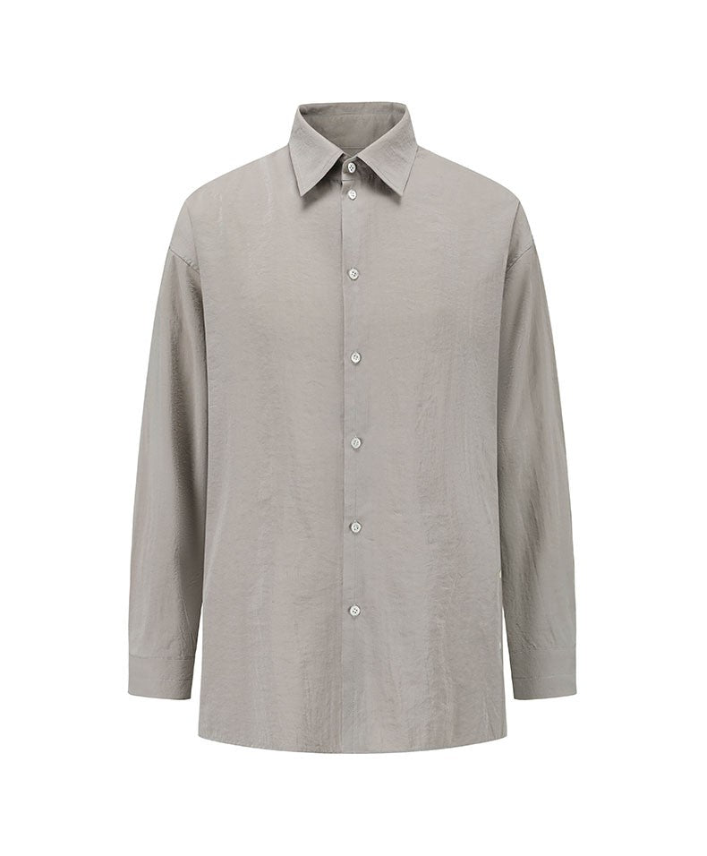 Self-made LEMAIRE 25SS New Glossy Dry Silk Shirt – Sage Green Black Edition