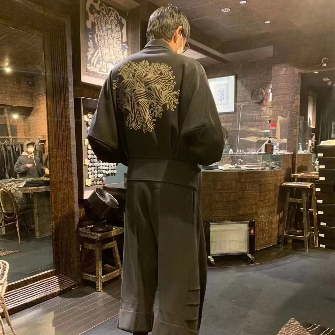 Self-made Nemeth Rope-Knit Back Wool Jacket - Curved Blade Design Coat