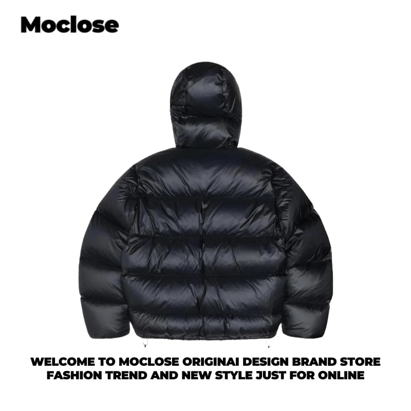 Self-made STUSSY 23FW Micro Ripstop Down Parka Black Pink Solid Color Zip Hooded Down Jackets