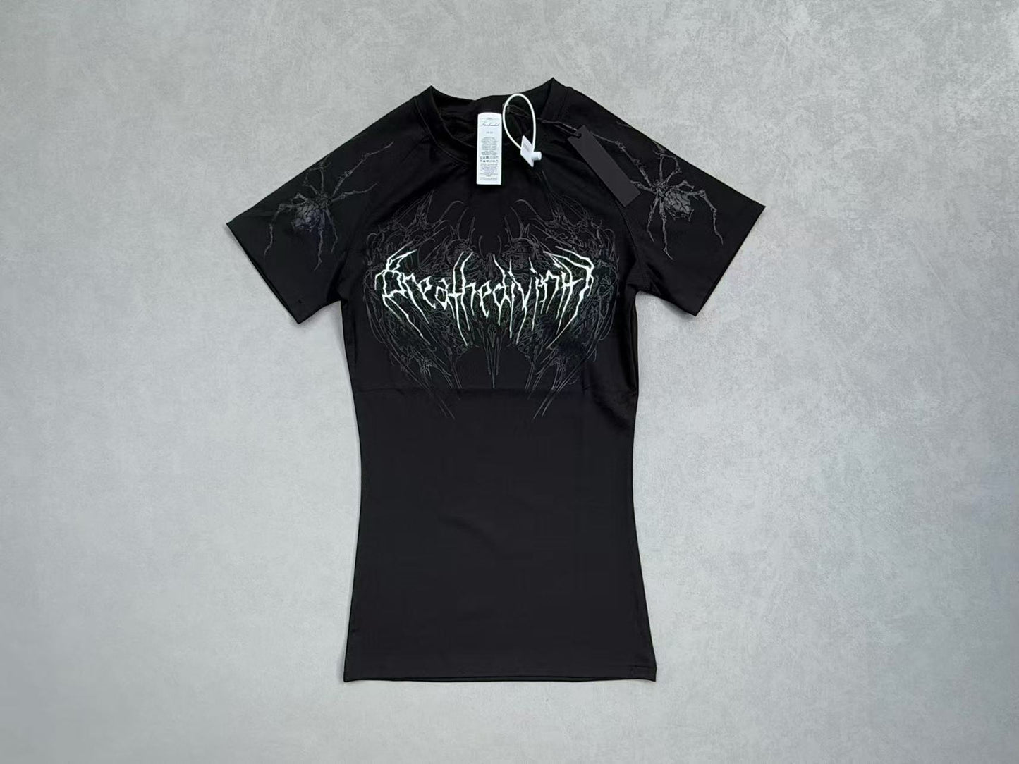Breathedivinity Gothic Fitness Tee - Moisture-Wicking Stretch Short Sleeve