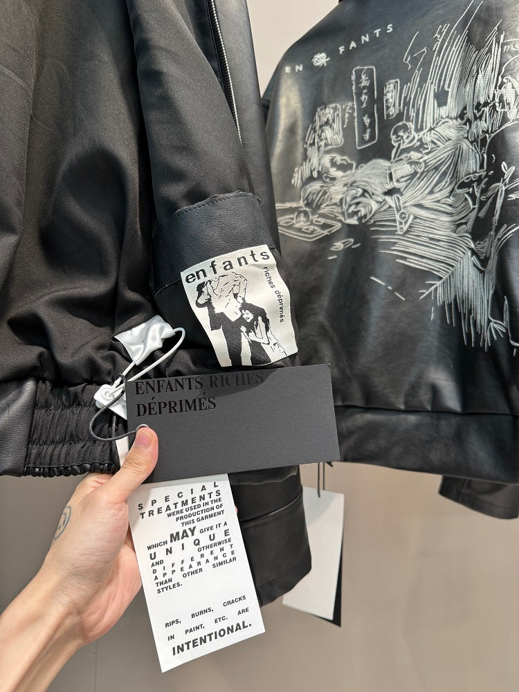 ERD Melancholic Heir PU Lambskin Jacket -Custom-Dyed Coated Cropped Leather Coat