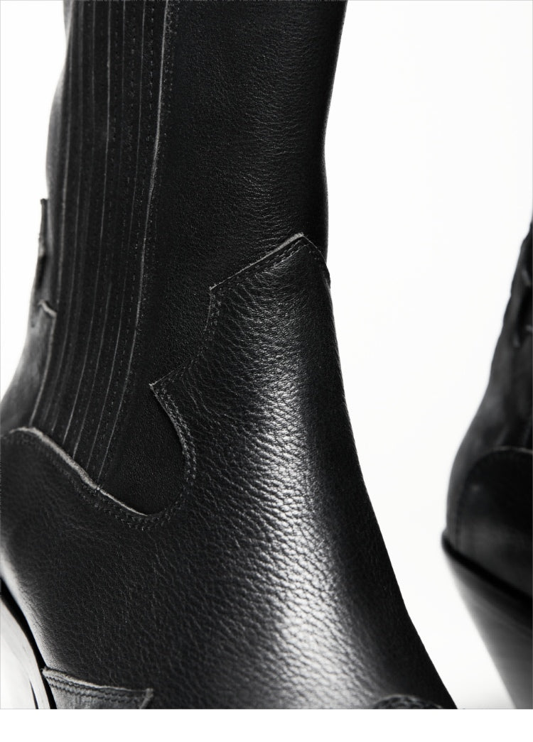 Top-Grain Leather Sole Chelsea Boots -Handcraft Distressed Western Metal Toe Cap