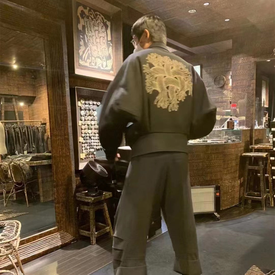 Self-made Nemeth Rope-Knit Back Wool Jacket - Curved Blade Design Coat