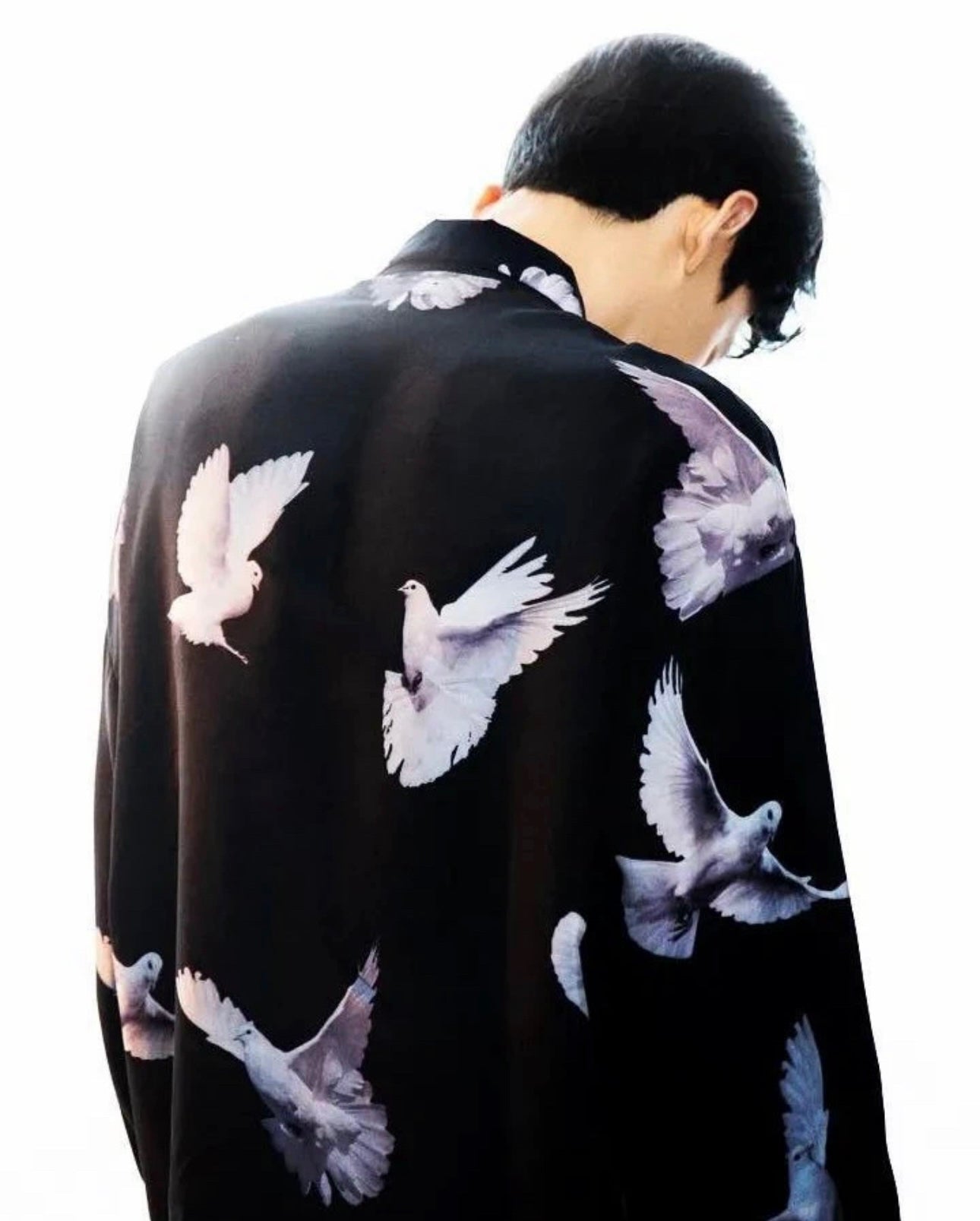 17AW AMIRI Peace Dove Print Silk Shirt - Chiffon-Ice Silk Blend