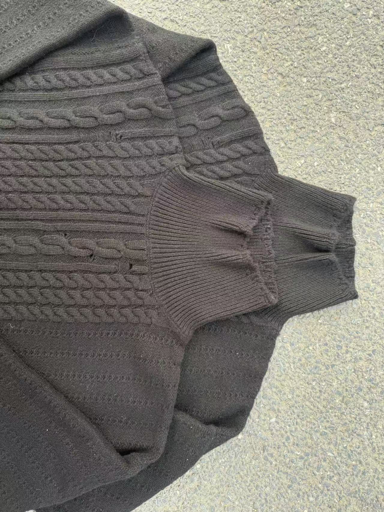 ERD AW24 Runway Turtleneck Sweater - Old Money Vibe 100% Wool Cable Knit