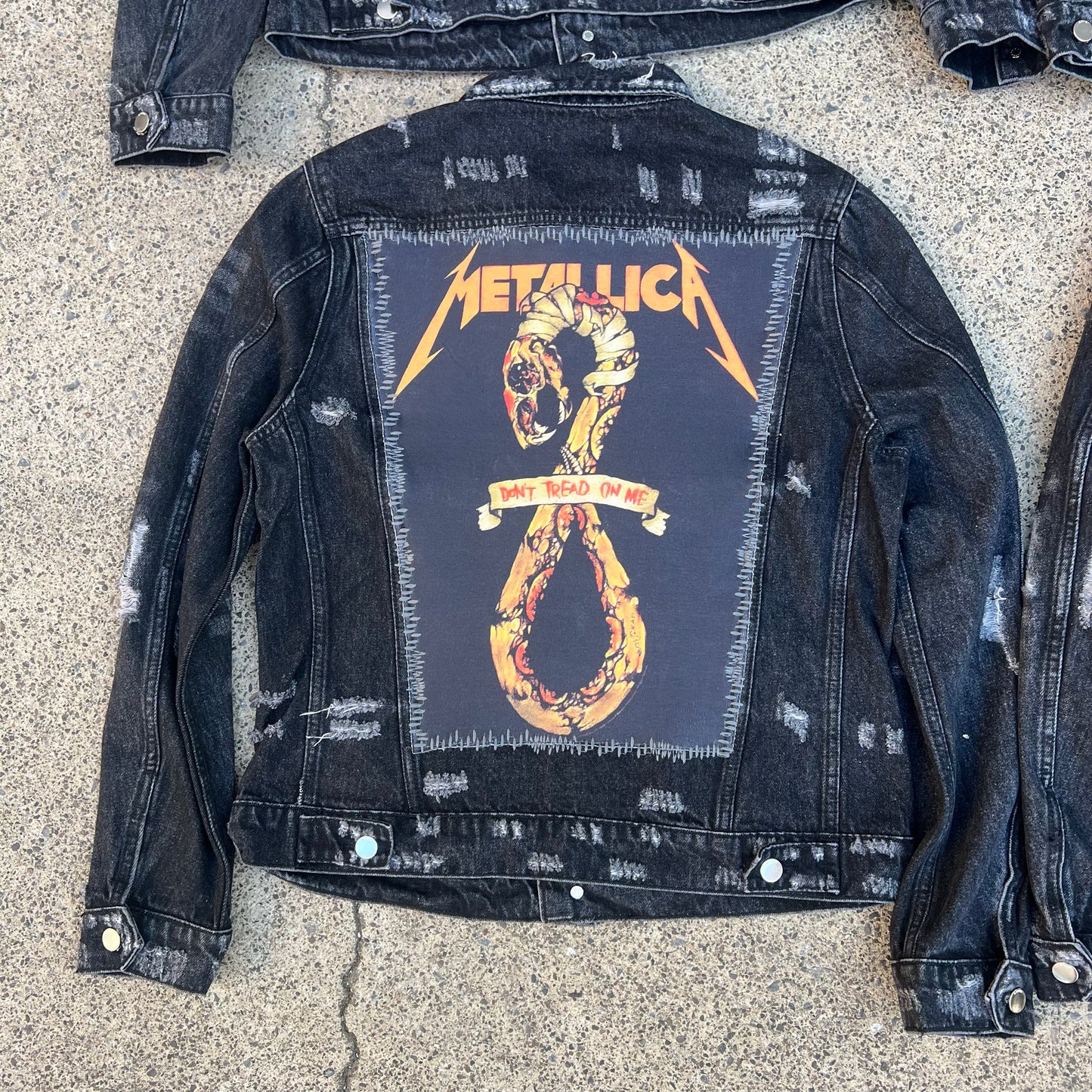 AMIRI Kill Back Denim Jacket - High Street Raw Hem Random Embroidered Patches