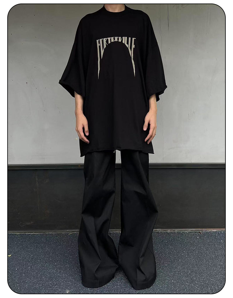 Dark Avant-garde Rick Owen Vibe High-Street Tee – Oversized Cotton Short Sleeve